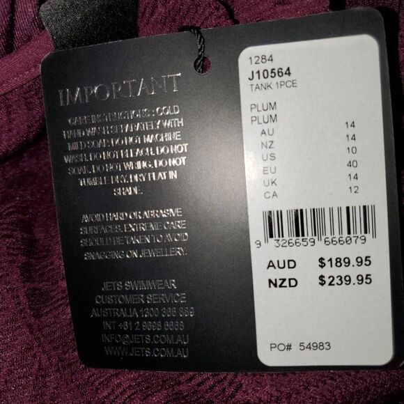 Jessika Allen  Sz 10 Burgundy Tank Belted swimsuit - Picture 7 of 7